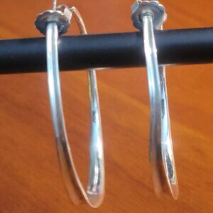 Ippolita 2" Sterling Silver Modernist Tapered Hoop Earrings - Pre loved